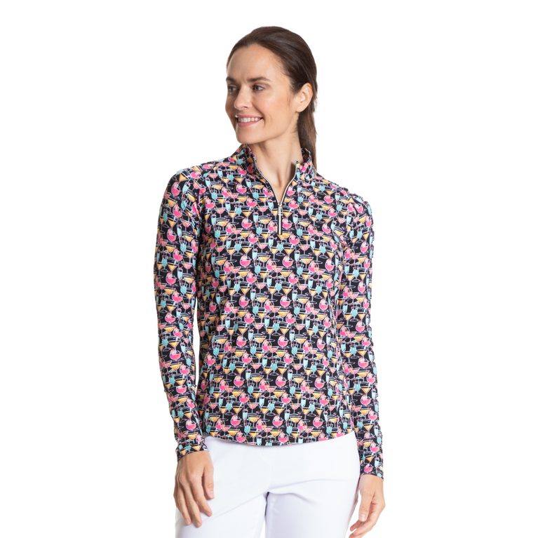 Cocktail Print Cooling Sun Protection Quarter Zip Pull Over